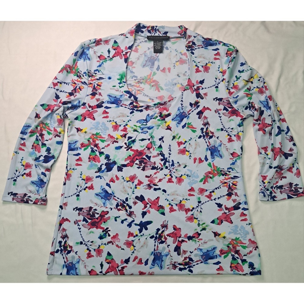 Grace Elements Floral Scoop Neck Blouse Lg. Bloomcore Rainbow Feminine Botanical